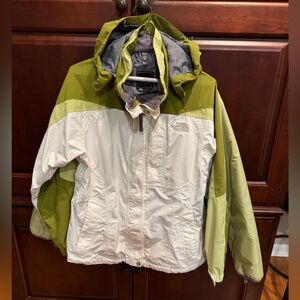 North Face white and green , 2-piece winter coat. Gently worn.